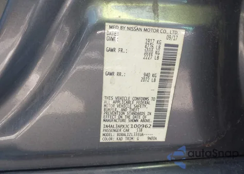2018 Nissan Altima 2.5 Sv from USA, damaged, VIN 1N4AL3APXJC100962